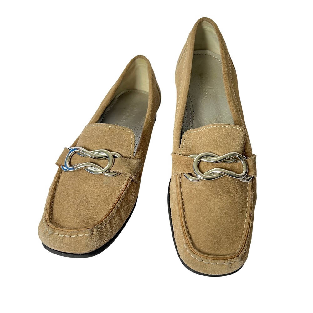 Cole Haan Loafers Womens Size‎ 9B Suede Leather Knot Ornament Slip On Shoes
